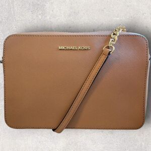 Michael Kors Jet Set Large East West Brown Luggage Crossbody Handbag Purse